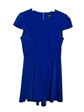 TopShop Dress Womens 8 Fit Flare Royal Blue Crew Neck Short Sleeve Career DP