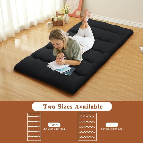 Foldable Japanese Floor Mattress Twin/Full/Queen Roll Up Mattress Sleeping Pad - Picture 11 of 25