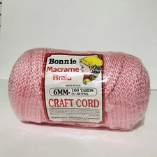 Pepperell Bonnie Macrame Braid  Craft Cord 6mmX100yd Pink