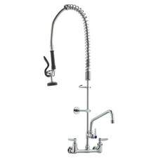 Wall-Mounted Brass Kitchen Faucet, 36" Tall, 8" Installation Width, Includes 12"
