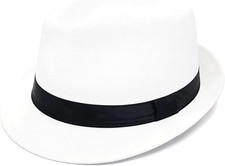 1920s Men Fedora Hat Cap for Men,Manhattan Hat for 1920s Mens Gatsby White