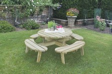 Forest 2.4 x 2.4m Circular Picnic Table with/out Backrest for 8 Free Delivery