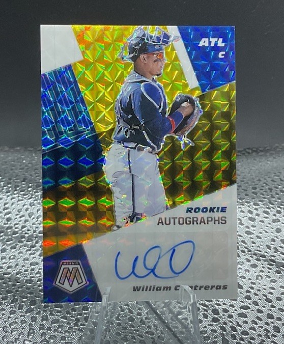 William Contreras 2021 Panini Mosaic Gold Prizm RC Rookie AUTO # /10