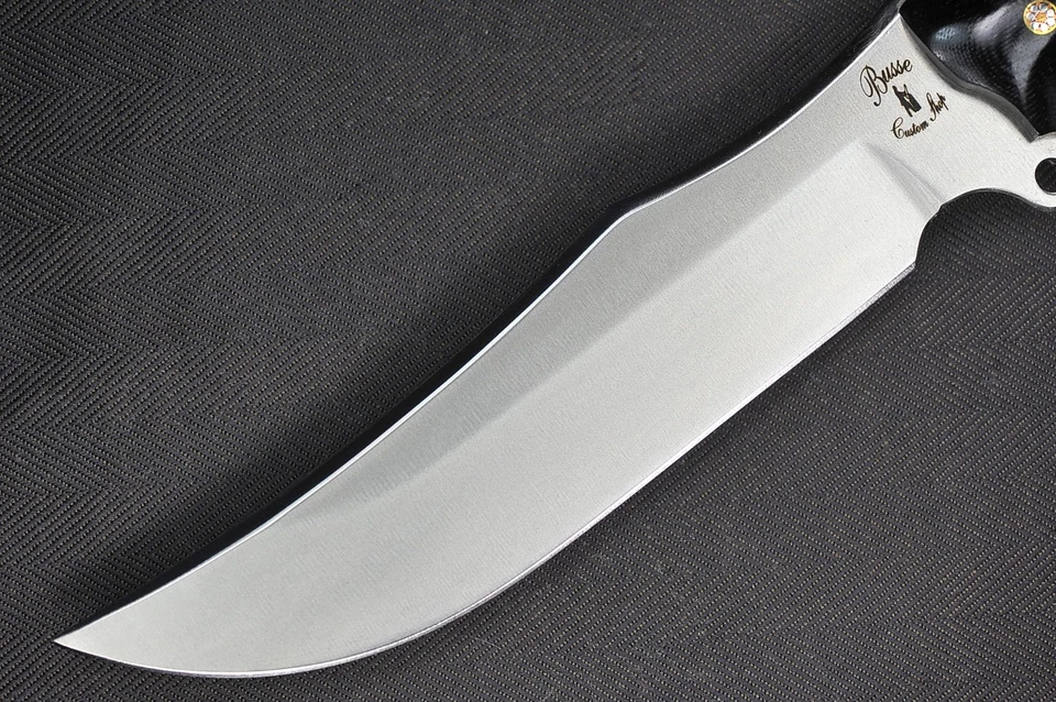 Colmillo táctico personalizado Busse .215" satinado INFI, negro G10 G-rexed mango de madera mezclado Foto 2 de 4