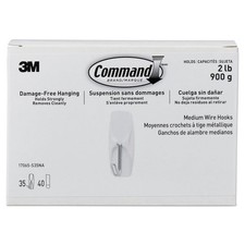 Command General Purpose Hooks Metal White 2 lb Cap 35 Hooks and 40 Strips/Pack 0.81 per strip