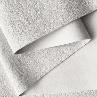| White Faux Leather Fabric by Separated Yard, Marine Vinyl Fabric for Crafts, S