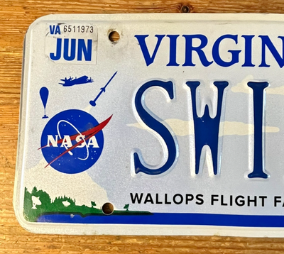 Virginia License Plate Wallops Flight Facility NASA Rare Vanity