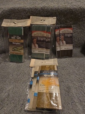 Vintage Wrights Sewing Bias Tape And Seam Binding Set Of 10 Mixed Lot