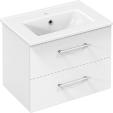 Mobile Da Bagno Sospeso Con Lavabo Integrato Lavatoio Bianco Moderno in Ceramica