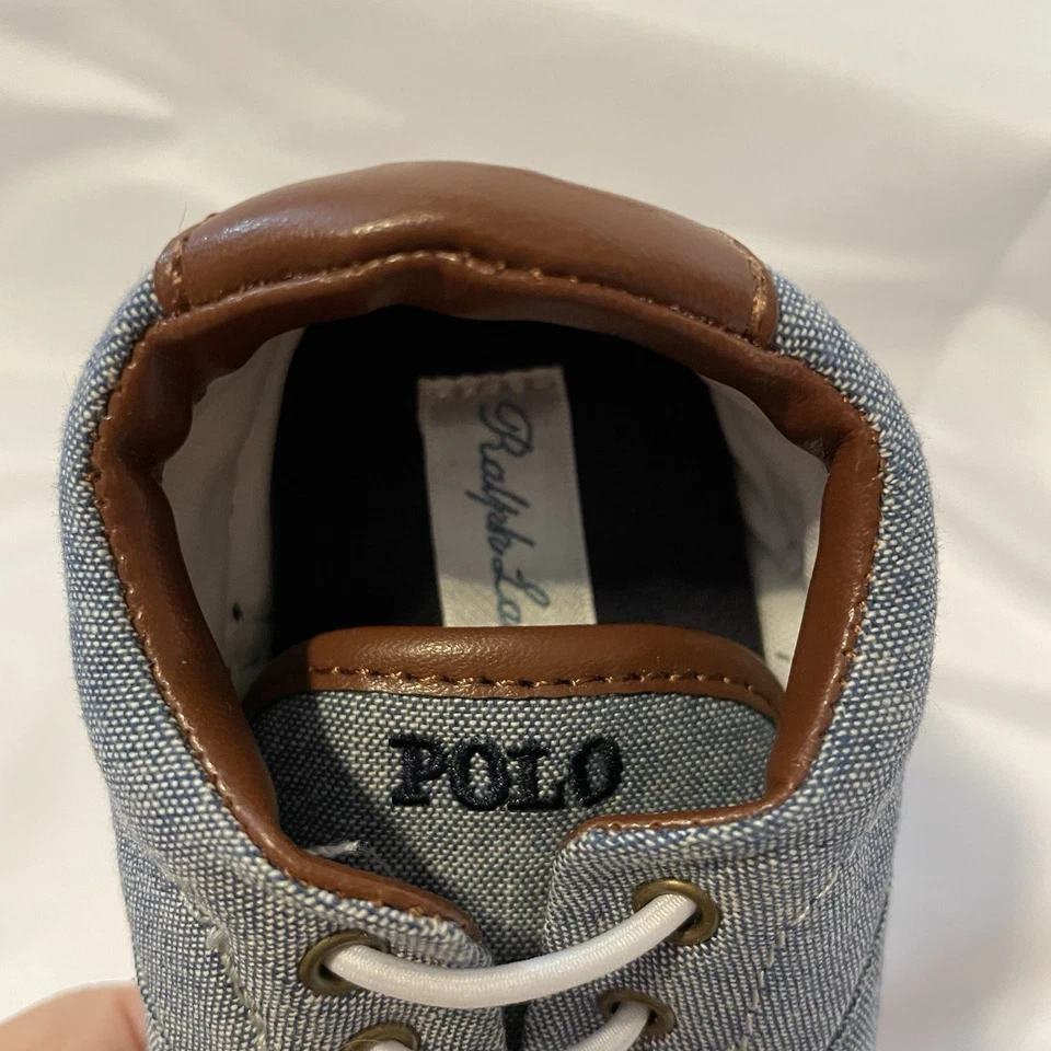 Polo Ralph Lauren Bebé Niños Layette Vaughn Zapatos de Cuna Talla 4 EE. UU. Suela Suave Foto 3 de 4