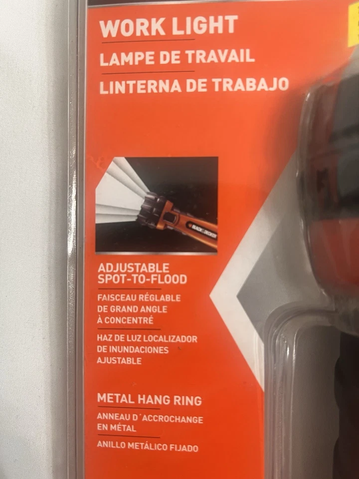 Linterna Black & Decker BD2AA-B luz de trabajo anillo colgante de metal garantía de por vida Foto 3 de 4
