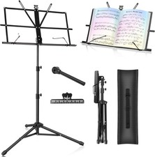 Music Stand Foldable Portable Metal Sheet Music Stand W/ Carrying Bag