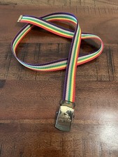 Vintage Rainbow Woven Belt Boho Hippie Retro70  s Style Striped Web Belt Festival