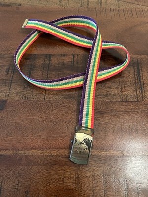 Vintage Rainbow Woven Belt Boho Hippie Retro70