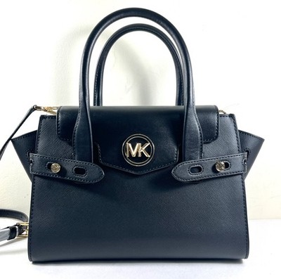 Michael Kors Carmen Medium Faux Leather Belted Satchel - Black for
