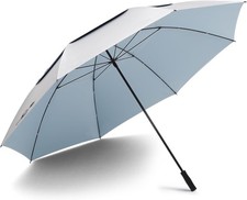 80 Inch Extra Large Golf Umbrellas For Rain Heavy Duty Jumbo Silver-Turquoise