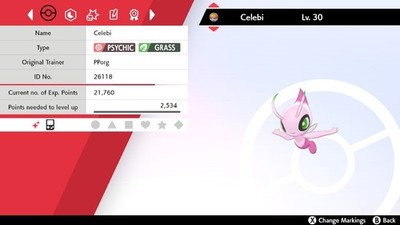 Pokemon Sword & Shield Shiny Celebi 6IV Max EVs