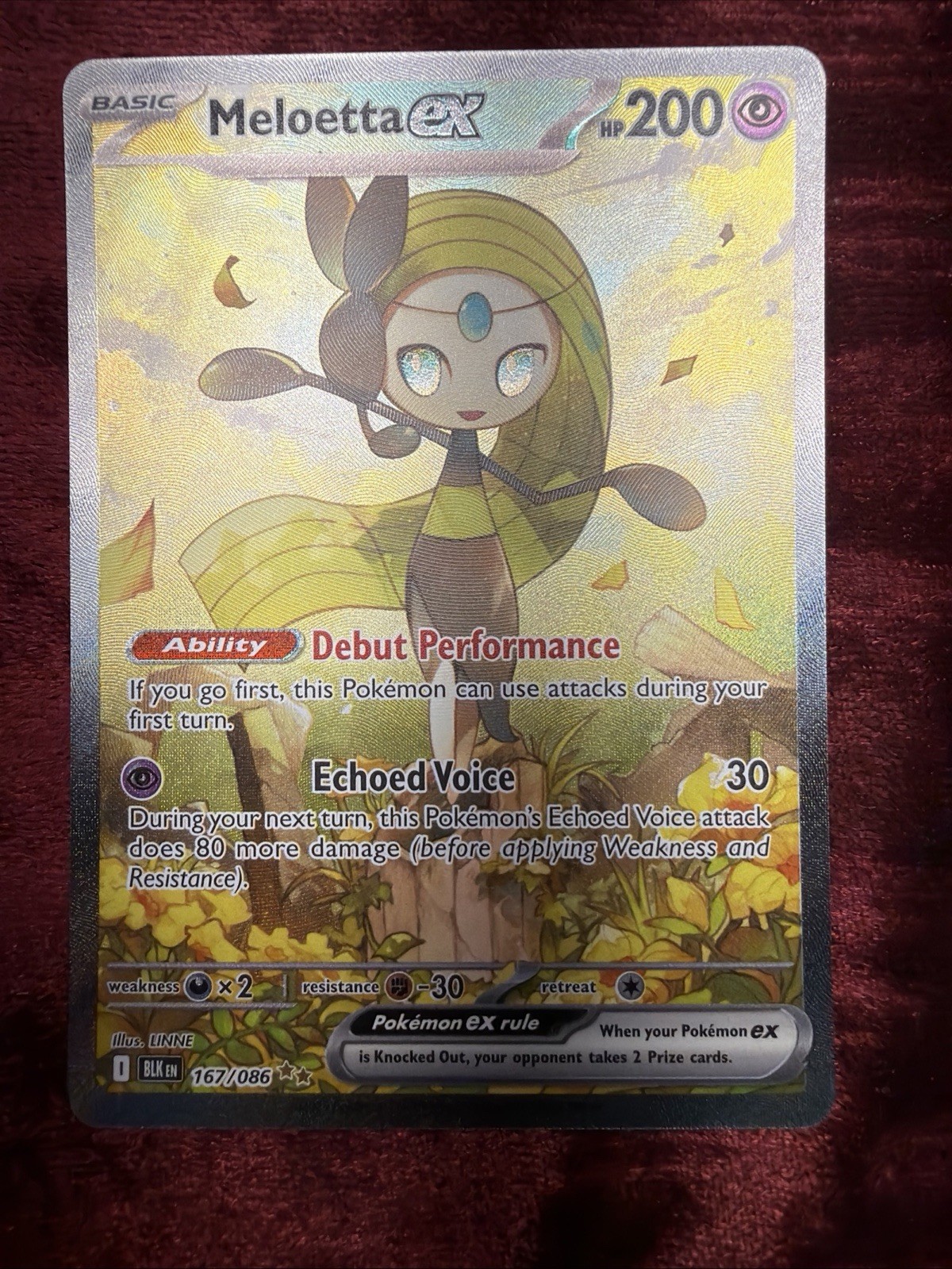 Pokemon Meloetta EX Sir Black Bolt 167/086 English Edition