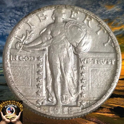 1918 S Standing Liberty Silver Quarter Dollar in Choice XF+ Condition 🔥 🔥 🔥