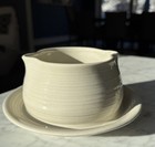 Vintage Franciscan Earthenware Gravy Boat. Beige. Attached tray. Double Spout — photo 7