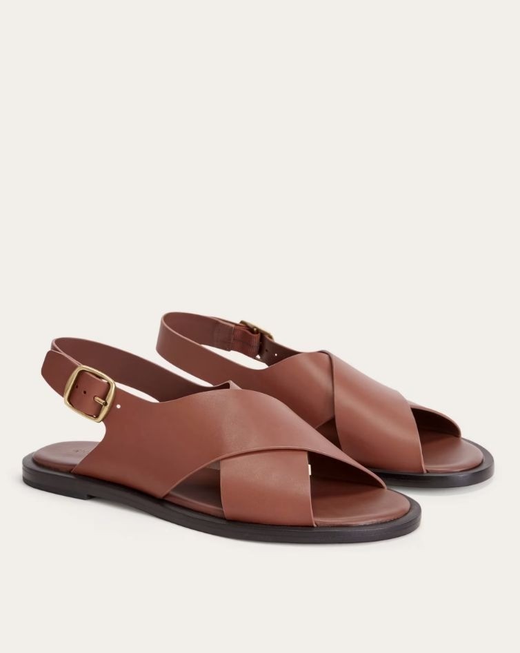Everlane The City Crossover Sandals in Rum 6 New with box Womens Brown Leather F
