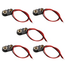 5Pc DC 9V Battery Clip I-Type Buckle Connector Lead Wire 15cm Long