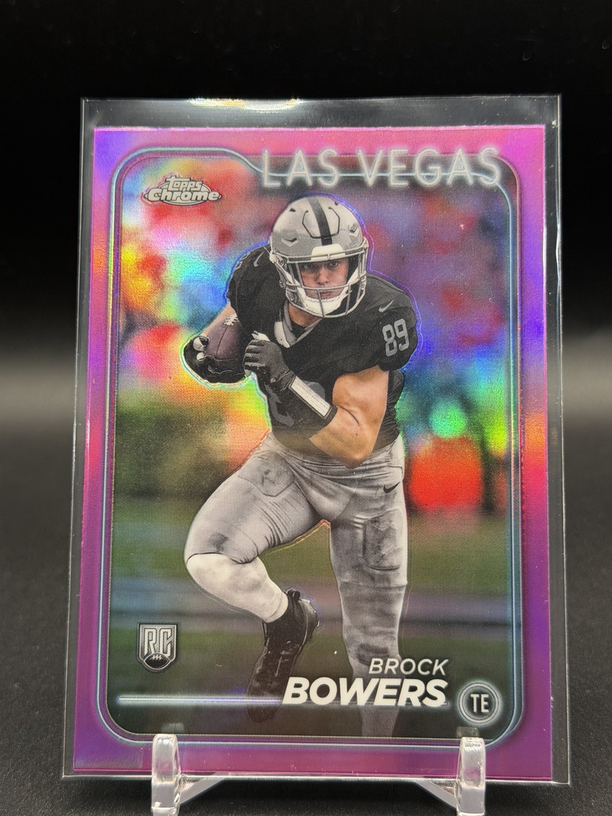 2024 Topps Chrome Brock Bowers #207 RC Pink Refractor Las Vegas Raiders