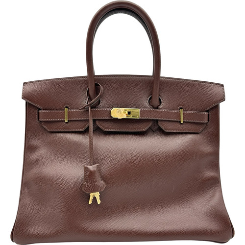 HERMES Birkin 35 Brown Handbag C Stamp #OKB4630