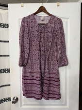 Terra & Sky Purple and White Long Sleeve Dress Size 14W/OX
