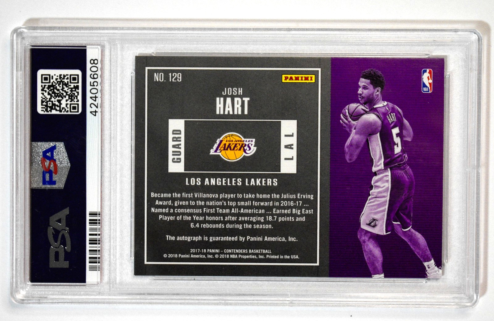 2017 Panini Contenders 129 Josh Hart RC Ticket Auto /25 The Finals PSA 10 Knicks view 2
