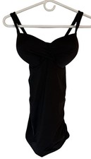 NWT 94 Athleta Aqualuxe Twist Tankini Women s 34D/DD Black Swimsuit UPF 50