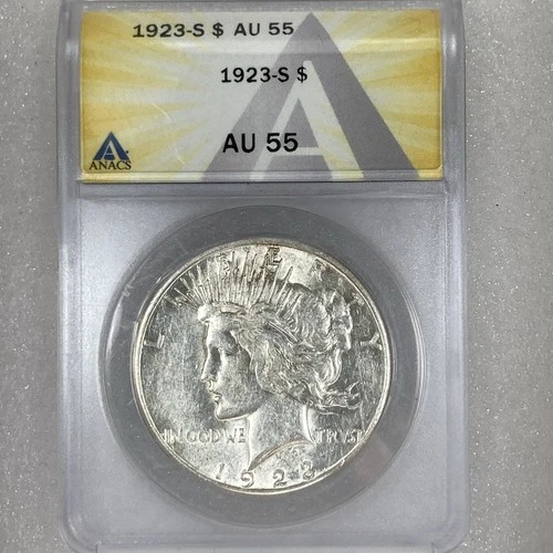 1923 S Peace Silver Dollar ANACS AU55 San Francisco