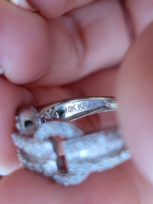 Signed KPJ 10k White Gold Interlocking Diamond Link Design sz 6 | eBay