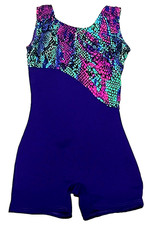 Motionwear Unitard Biketard Bodysuit Gymnastics Snake Print Purple New Girl 5 6