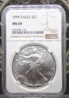 1999 American SILVER Eagle Coin 1oz .999 $1 NGC MS69 #132 Bullion ECC&C, Inc.