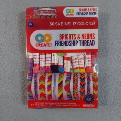 GO CREATE! Brights & Neons Friendship Thread Kit 36 Skeins 17 Colors Bracelet