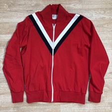 Vintage Betlin Jacket Track Sports Zip Red USA M Nylon Excellent