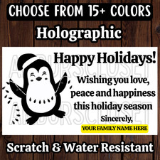 50 Custom CHRISTMAS STICKERS 2.25" LABELS SEALS HAPPY HOLIDAYS WITH FAMILY NAME