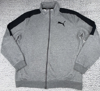 Puma Mens Large Gray Long Sleeve Full Zip Mock Neck Active Casual Top Jacket