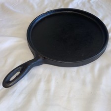 "Plancha Comal de hierro fundido Eagle restaurada redonda México sazonada 8,5"""