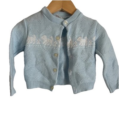 VINTAGE Sweater Boys Knit Blue Puppy Darling Rare Dapper Boutique Lux 18 Month