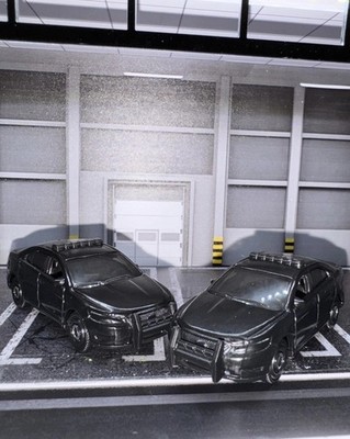 Lot Of 2 Matchbox Custom Unmarked Flat Black Ford Interceptor Sedan NLFFP 1:64