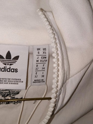 Adidas x Fiorucci Cropped Comic Book 1/4 Zip Jacket Adult Large White Women 80's - Picture 3 of 5