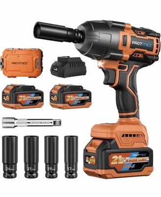 Cordless Impact Wrench, 900Ft-lbs (1200N.m) 1/2'' Brushless Impact Gun, 21V High
