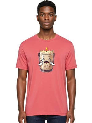 Crying-Candle Mens Graphic Tee, 100% Cotton, Casual Summer Wear