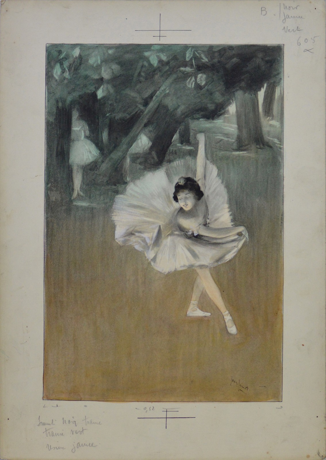 Antique drawing, Jean Jamet (illustrator). "The Dancer."