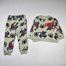 Marvel Spiderman Set Kids 4 Green Fleece Sweatshirt Joggers THWIP Pants