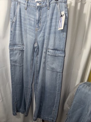 Time & Tru Womens High Rise Wide Leg Ankle Length Blue - Size 8