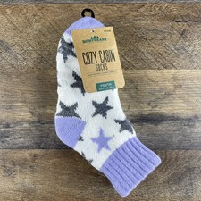 Northeast Outfitters Cozy Cabin Purple Stars Sz Small 10K-4 Youth Non Slip Socks