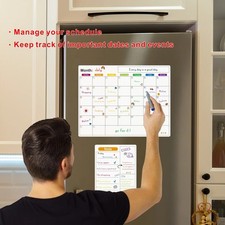 Magnetic Fridge Calendar Whiteboard Monthly Weekly Planner Meal Notes DRY WIPE